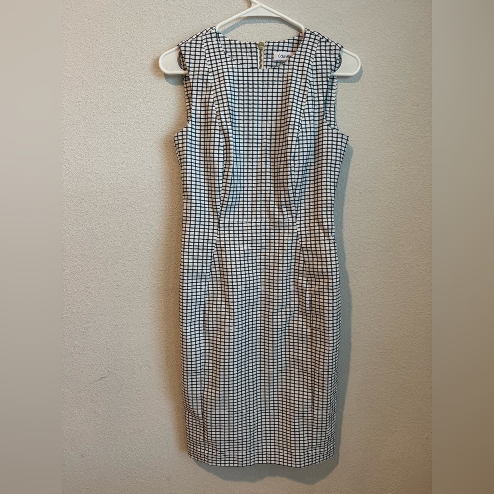 Calvin Klein Navy Blue and White Dress